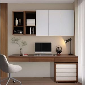 میز تحریر سفید گردویی کتابخانه دار