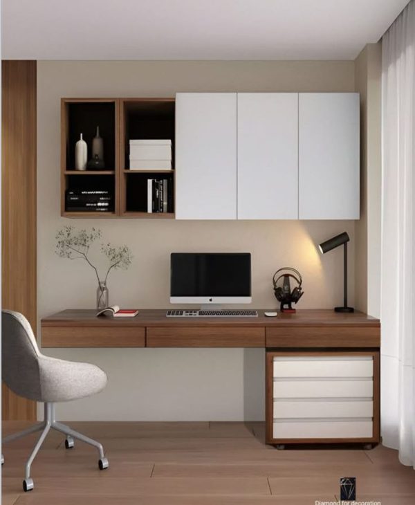 میز تحریر سفید گردویی کتابخانه دار